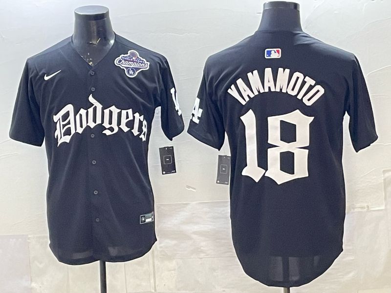 Men 2026 Nike Los Angeles Dodgers #18 Yamamoto Black Game MLB Jersey 02